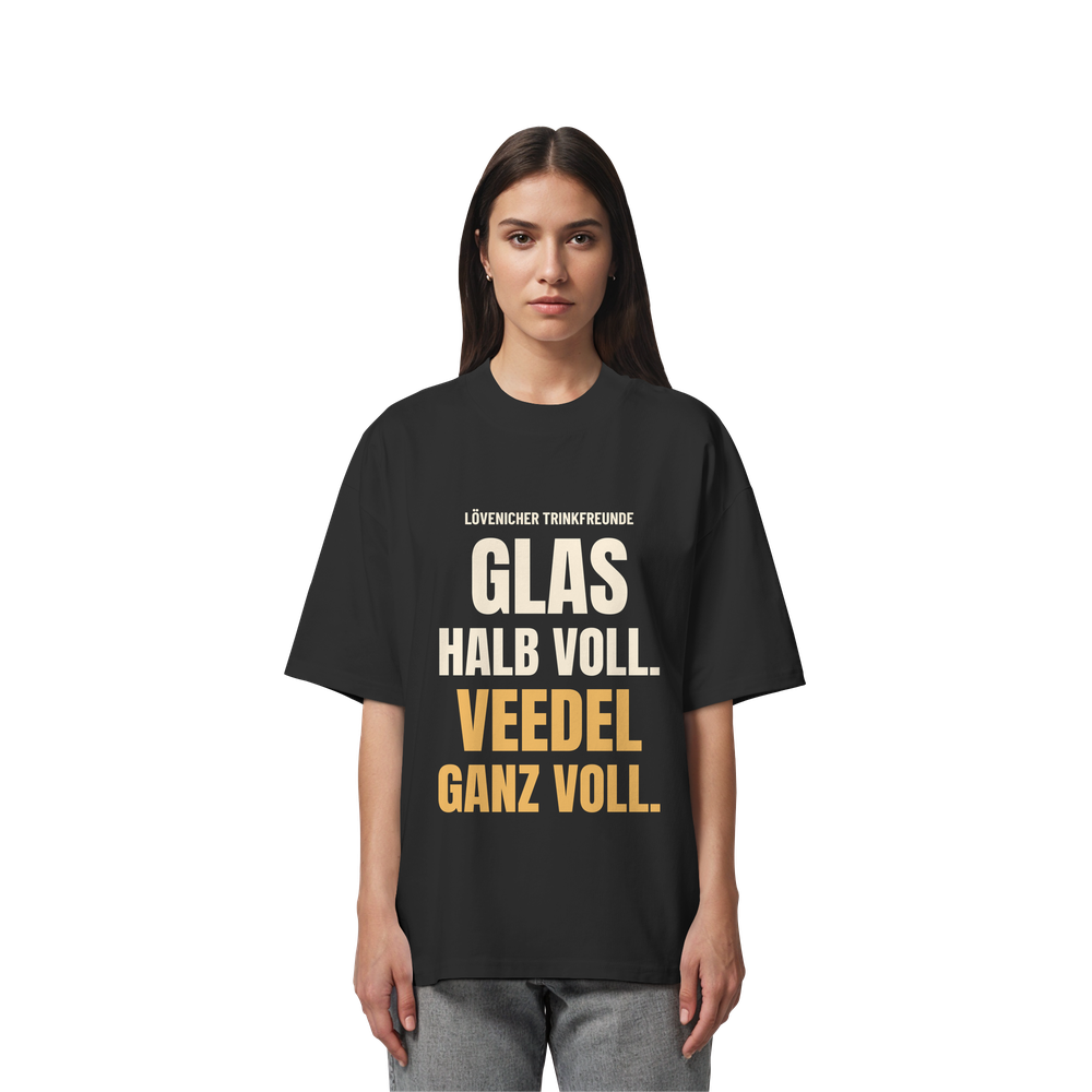 Glas halb voll. Veedel ganz voll. | Unisex Oversize-Shirt – Bild 2