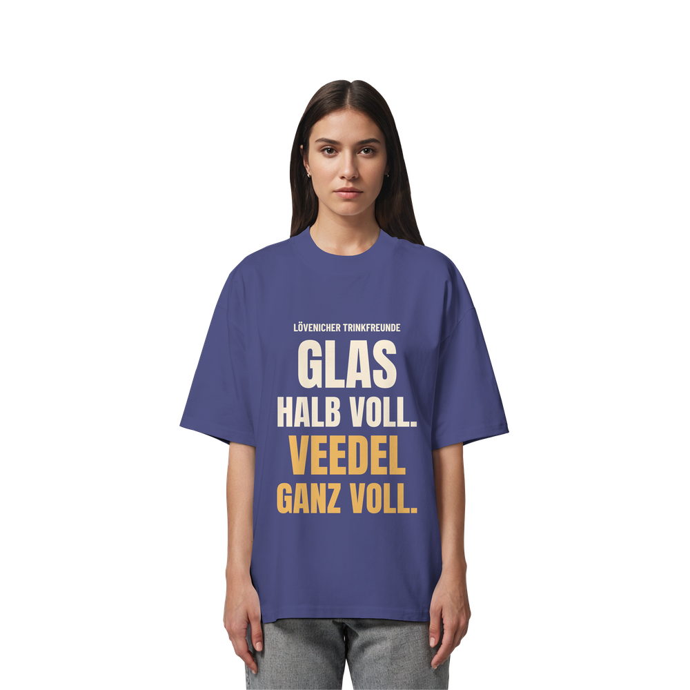 Glas halb voll. Veedel ganz voll. | Unisex Oversize-Shirt – Bild 4
