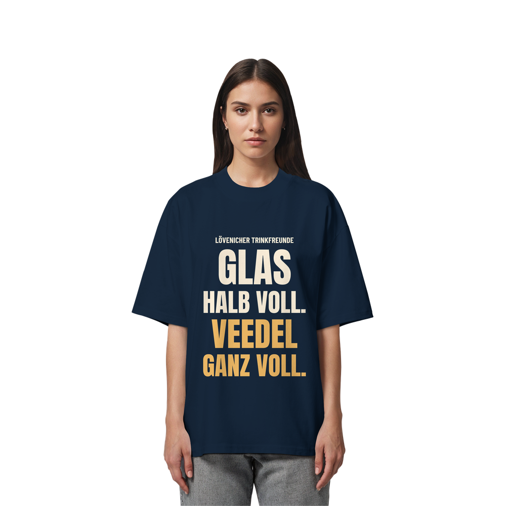 Glas halb voll. Veedel ganz voll. | Unisex Oversize-Shirt – Bild 3